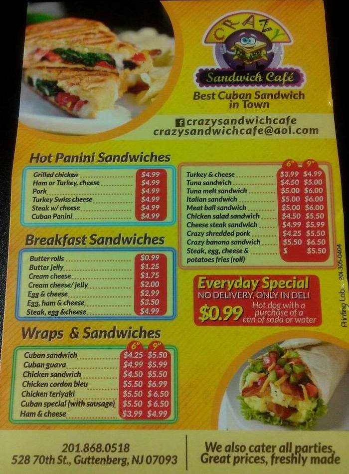 Photo of Crazy Sandwich Cafe in Guttenberg City, New Jersey, United States - 1 Picture of Restaurant, Food, Point of interest, Establishment