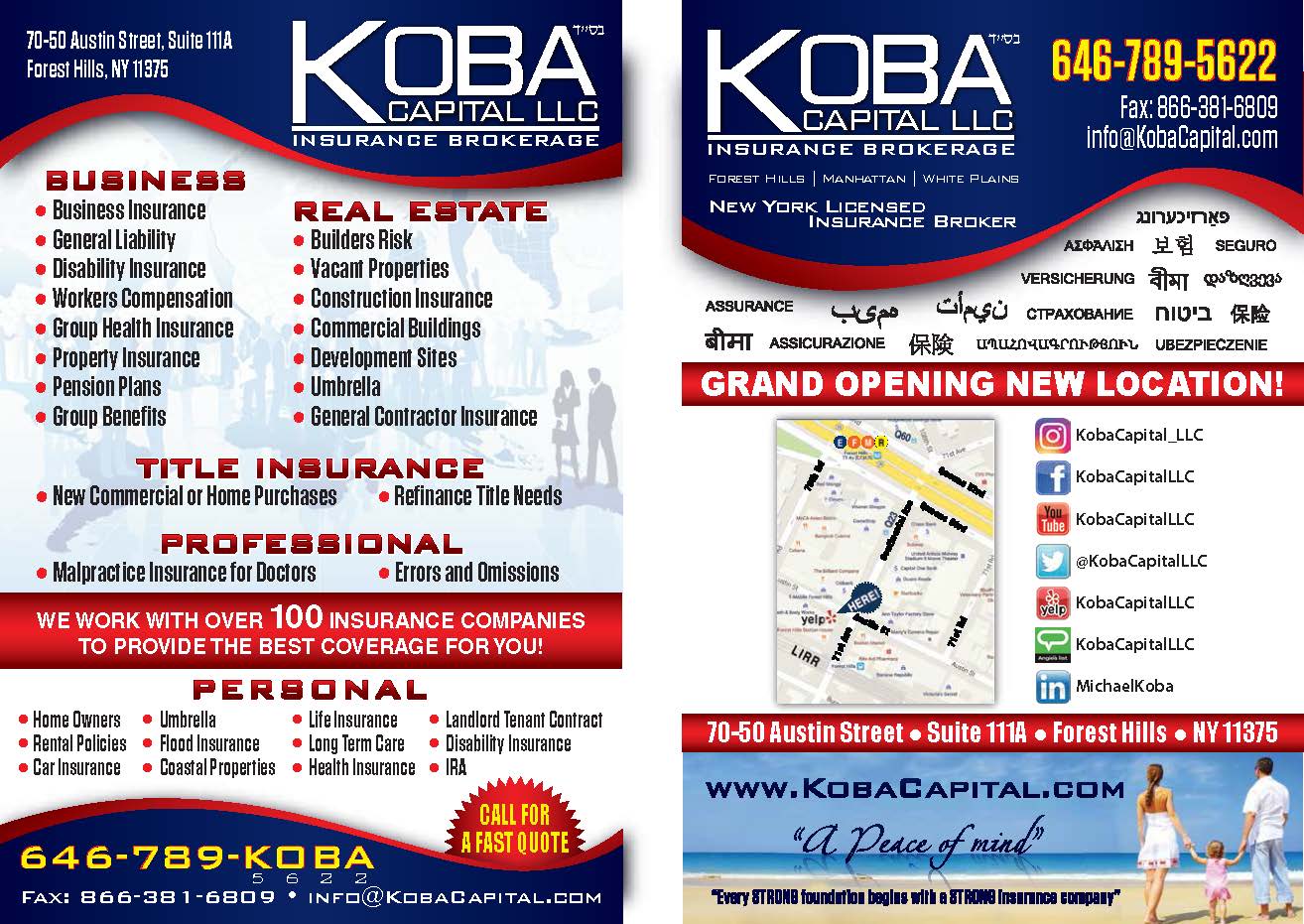 Photo of Koba Capital LLC Insurance 646-789-5622 or Info@KobaCapital.com in Queens City, New York, United States - 1 Picture of Point of interest, Establishment, Finance, Health, Insurance agency