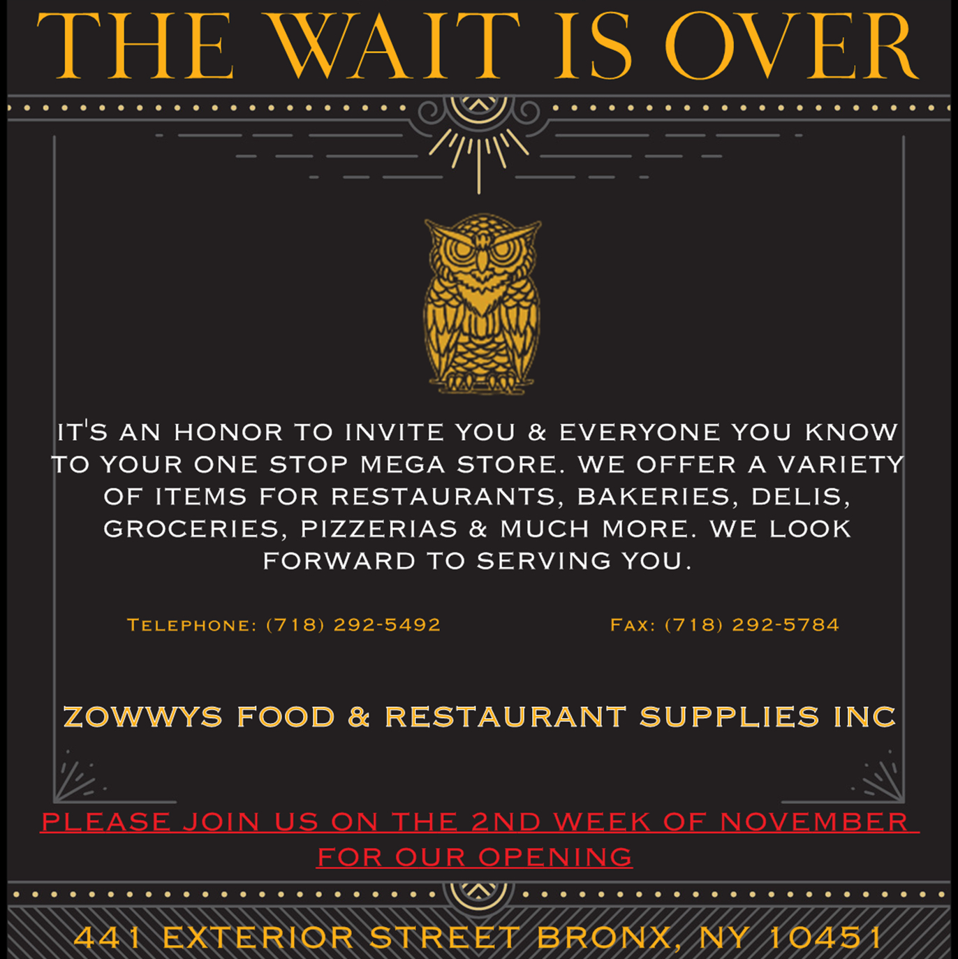 Photo of Zowwys Food & Restaraunt Supplies INC. in Bronx City, New York, United States - 1 Picture of Point of interest, Establishment