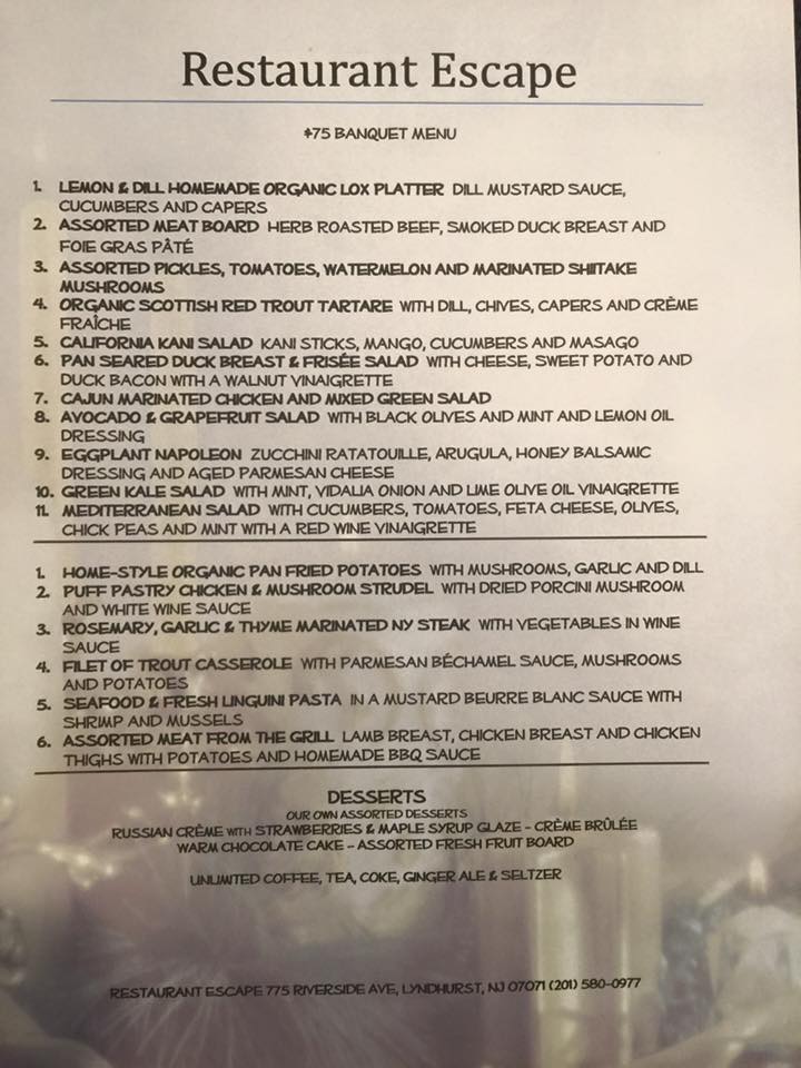 Photo of Escape Restaurant in Lyndhurst City, New Jersey, United States - 7 Picture of Restaurant, Food, Point of interest, Establishment