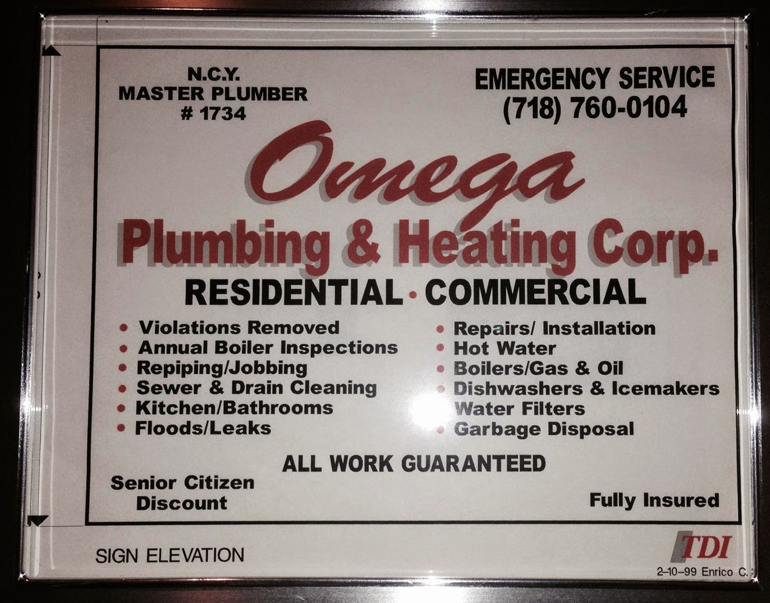 Photo of Omega Plumbing & Heating in Queens City, New York, United States - 1 Picture of Point of interest, Establishment, Finance, Accounting