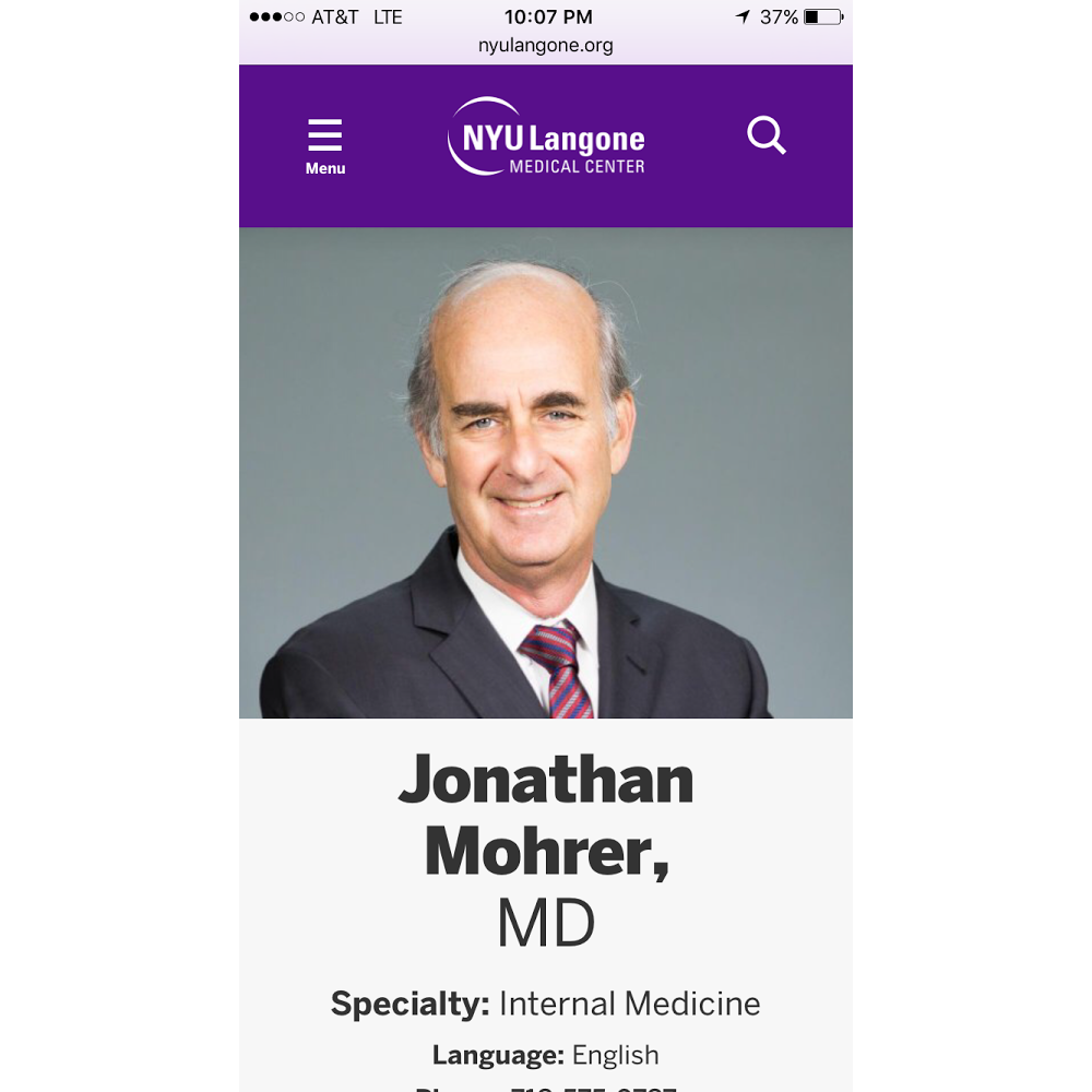 Photo of NYU Langone Internal Medicine, Jonathan W Mohrer, MD in Queens City, New York, United States - 2 Picture of Point of interest, Establishment, Health, Doctor