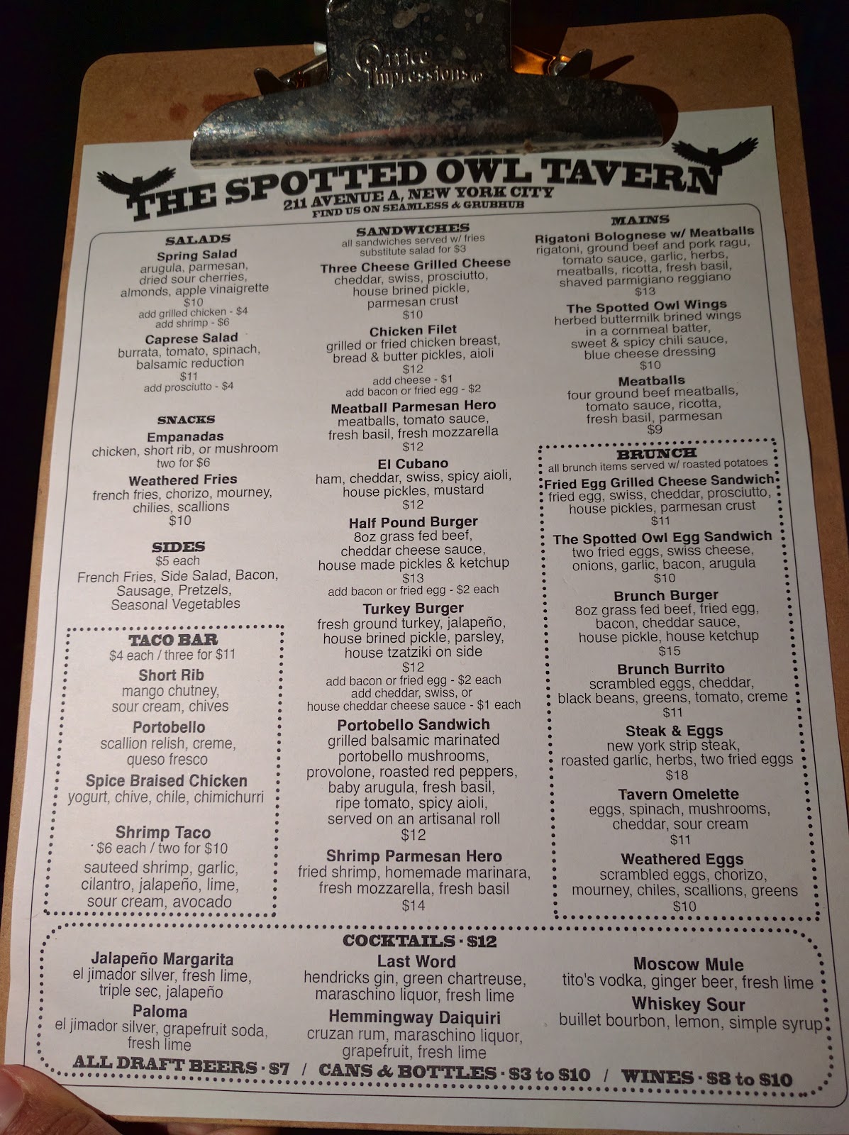Photo of The Spotted Owl Tavern in New York City, New York, United States - 2 Picture of Restaurant, Food, Point of interest, Establishment, Bar