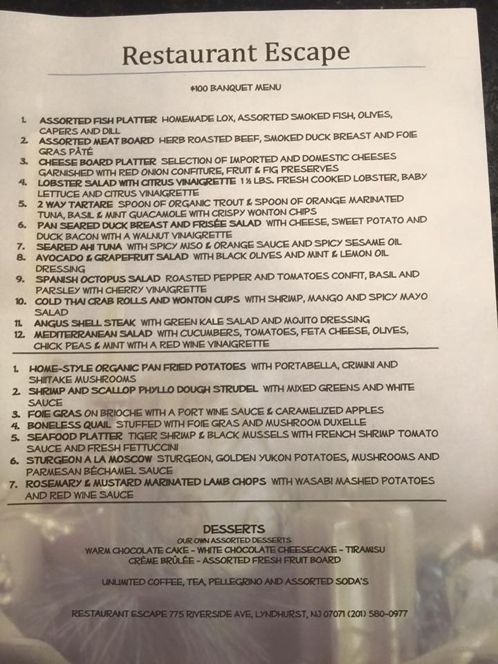 Photo of Escape Restaurant in Lyndhurst City, New Jersey, United States - 10 Picture of Restaurant, Food, Point of interest, Establishment