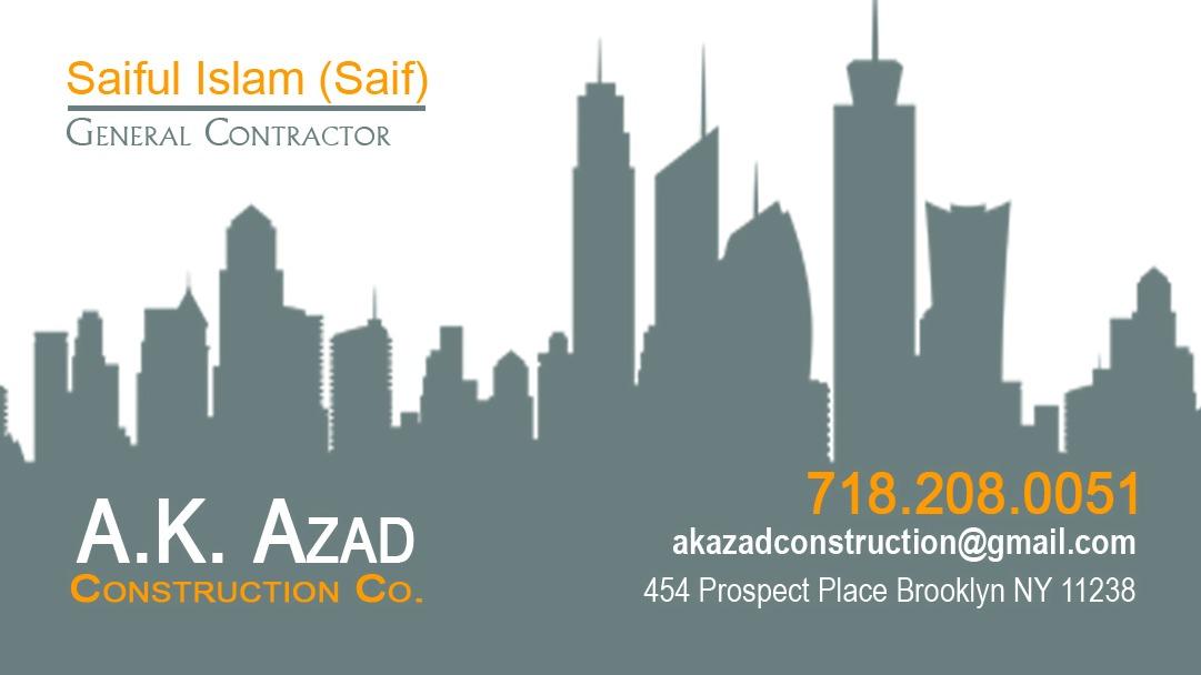 Photo of A.K. Azad Construction LLC in Kings County City, New York, United States - 1 Picture of Point of interest, Establishment, Store, Home goods store, General contractor, Roofing contractor