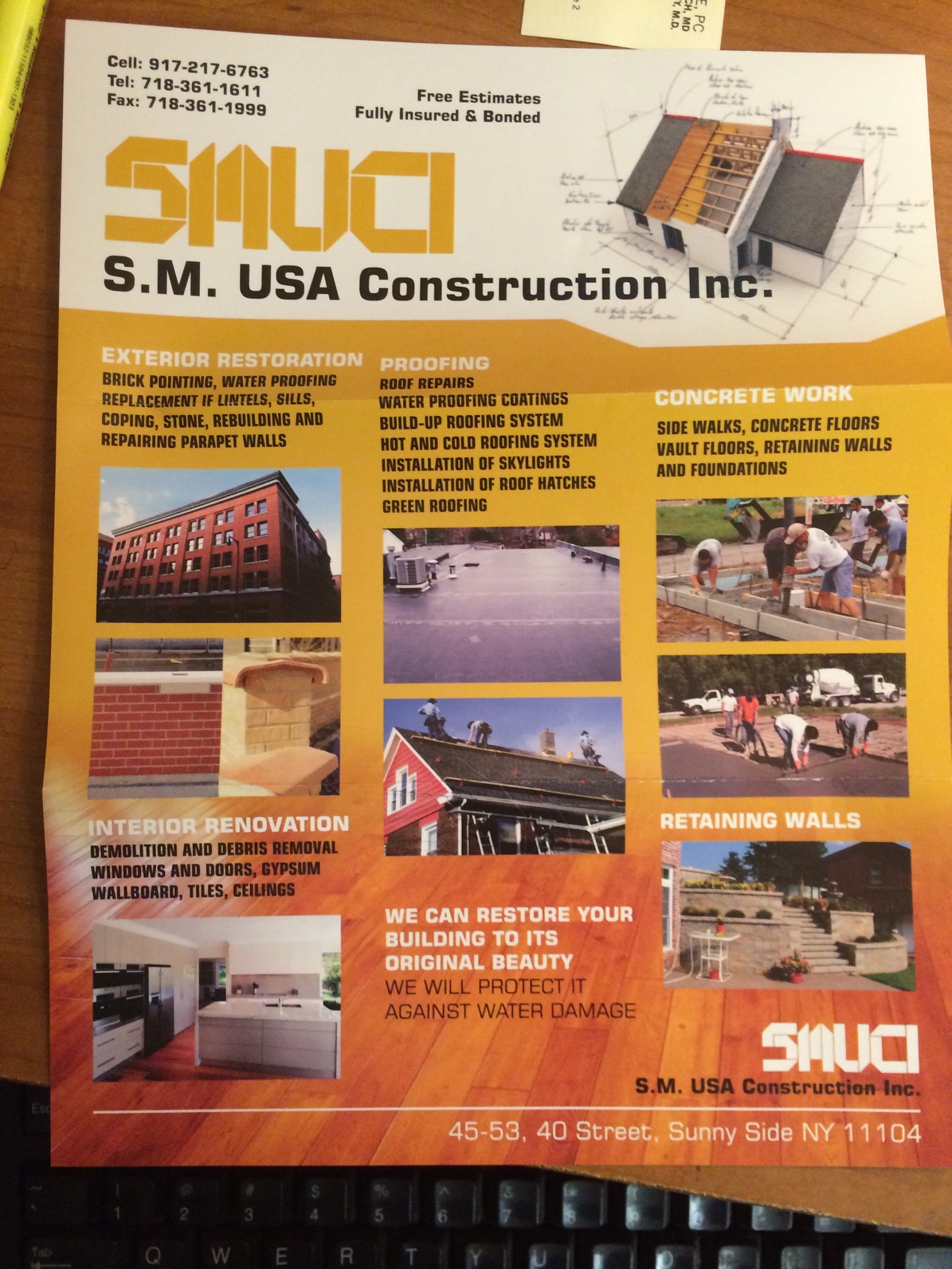 Photo of S.M. Construction USA Inc. in sunnyside City, New York, United States - 1 Picture of Point of interest, Establishment, Store, Home goods store, General contractor, Painter, Roofing contractor