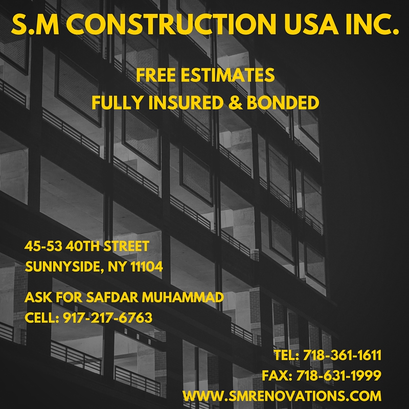 Photo of S.M. Construction USA Inc. in sunnyside City, New York, United States - 2 Picture of Point of interest, Establishment, Store, Home goods store, General contractor, Painter, Roofing contractor
