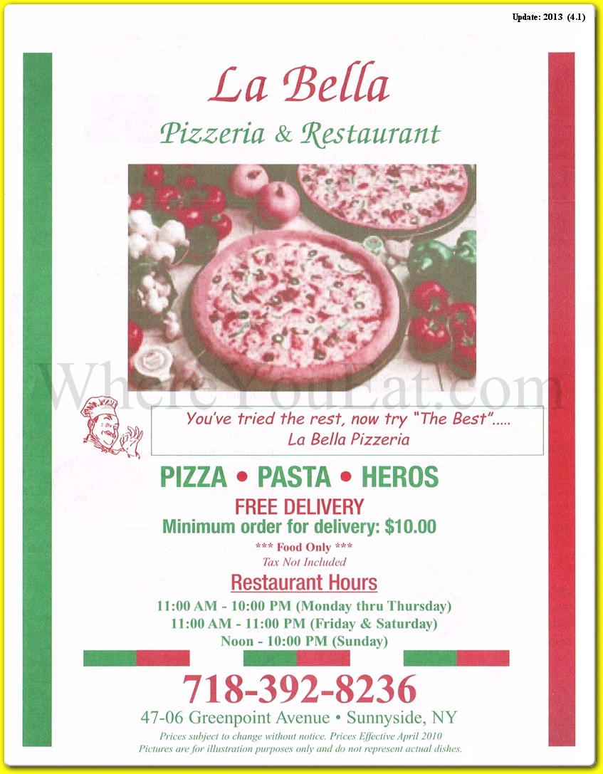 Photo of La Bella Pizzeria in sunnyside City, New York, United States - 7 Picture of Restaurant, Food, Point of interest, Establishment, Meal takeaway, Meal delivery