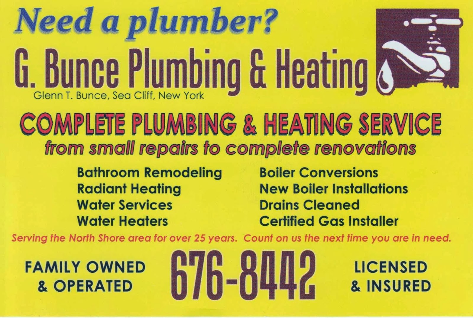 Photo of G. Bunce Plumbing and Heating in Sea Cliff City, New York, United States - 1 Picture of Point of interest, Establishment, Store, Home goods store, General contractor, Plumber