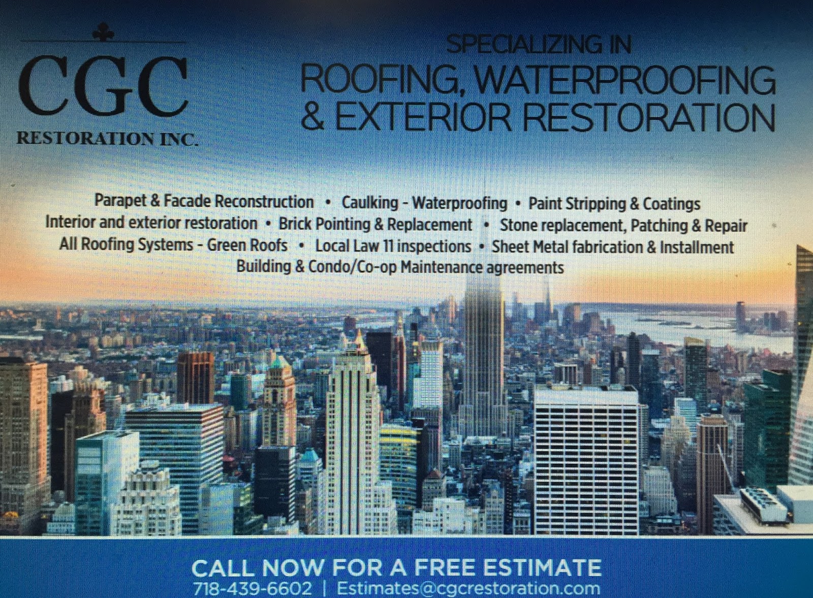 Photo of CGC Restoration Inc in Kings County City, New York, United States - 1 Picture of Point of interest, Establishment, General contractor, Roofing contractor