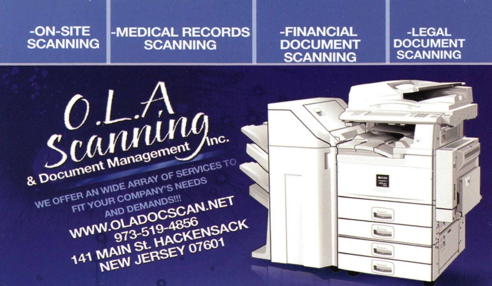 Photo of O.L.A. Scanning and Document Management Inc in Hackensack City, New Jersey, United States - 1 Picture of Point of interest, Establishment, Storage