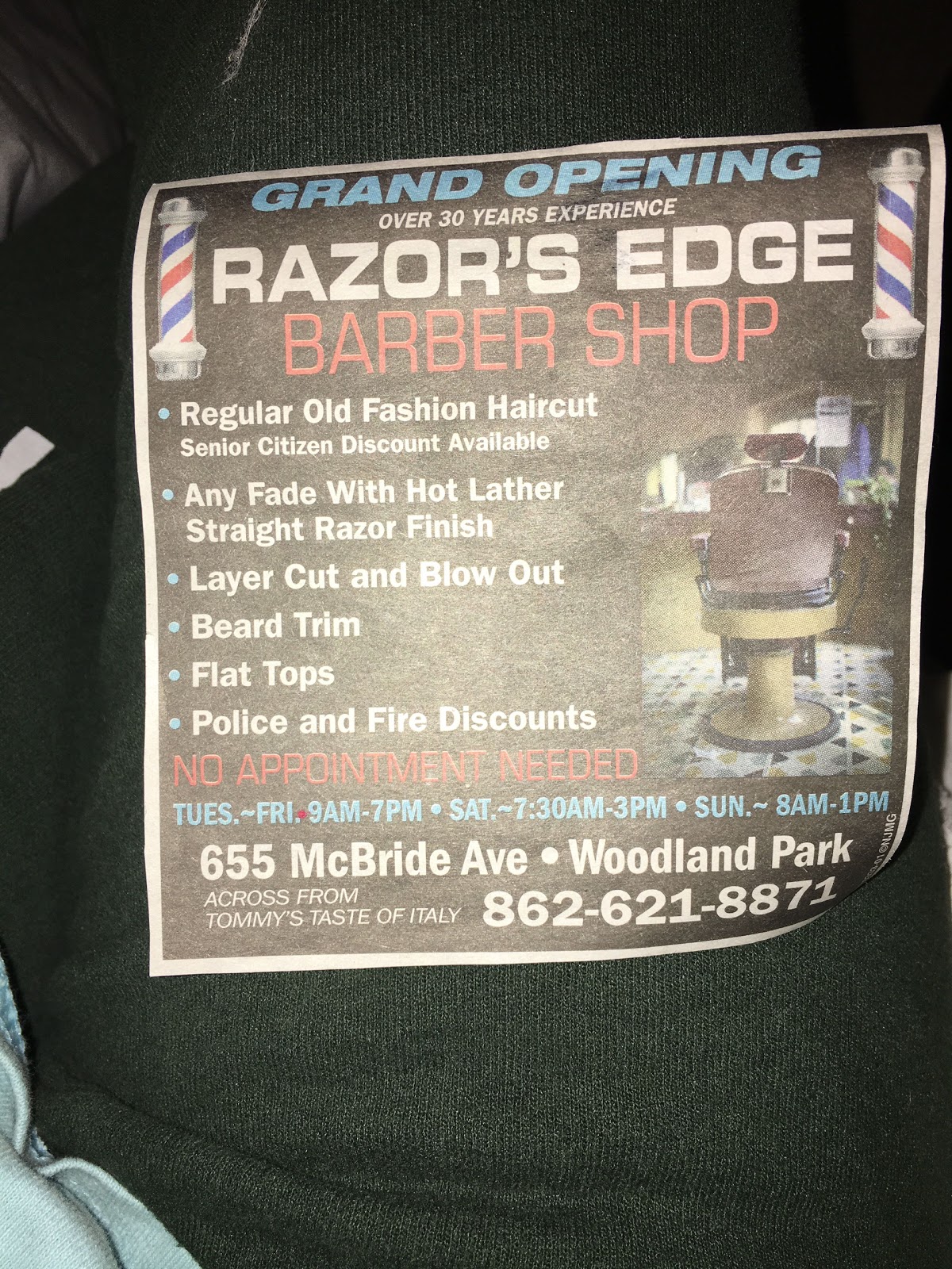 Photo of Razors Edge Barber Shop in Woodland Park City, New Jersey, United States - 2 Picture of Point of interest, Establishment, Health, Hair care