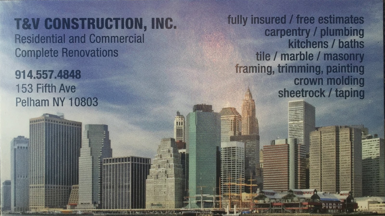 Photo of T & V Construction Inc. in Pelham City, New York, United States - 1 Picture of Point of interest, Establishment, General contractor