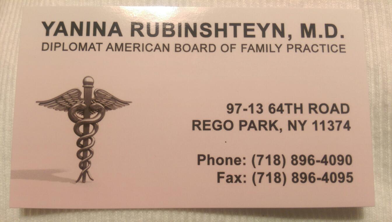Photo of Rubinshteyn Medical Pc: Rubinshteyn Yanina MD in Queens City, New York, United States - 1 Picture of Point of interest, Establishment, Health, Doctor