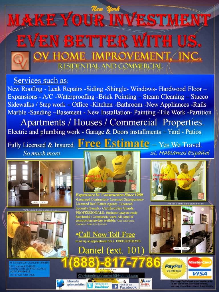 Photo of OV Home Improvement, Inc. in Bronx City, New York, United States - 1 Picture of Point of interest, Establishment, General contractor, Electrician, Plumber