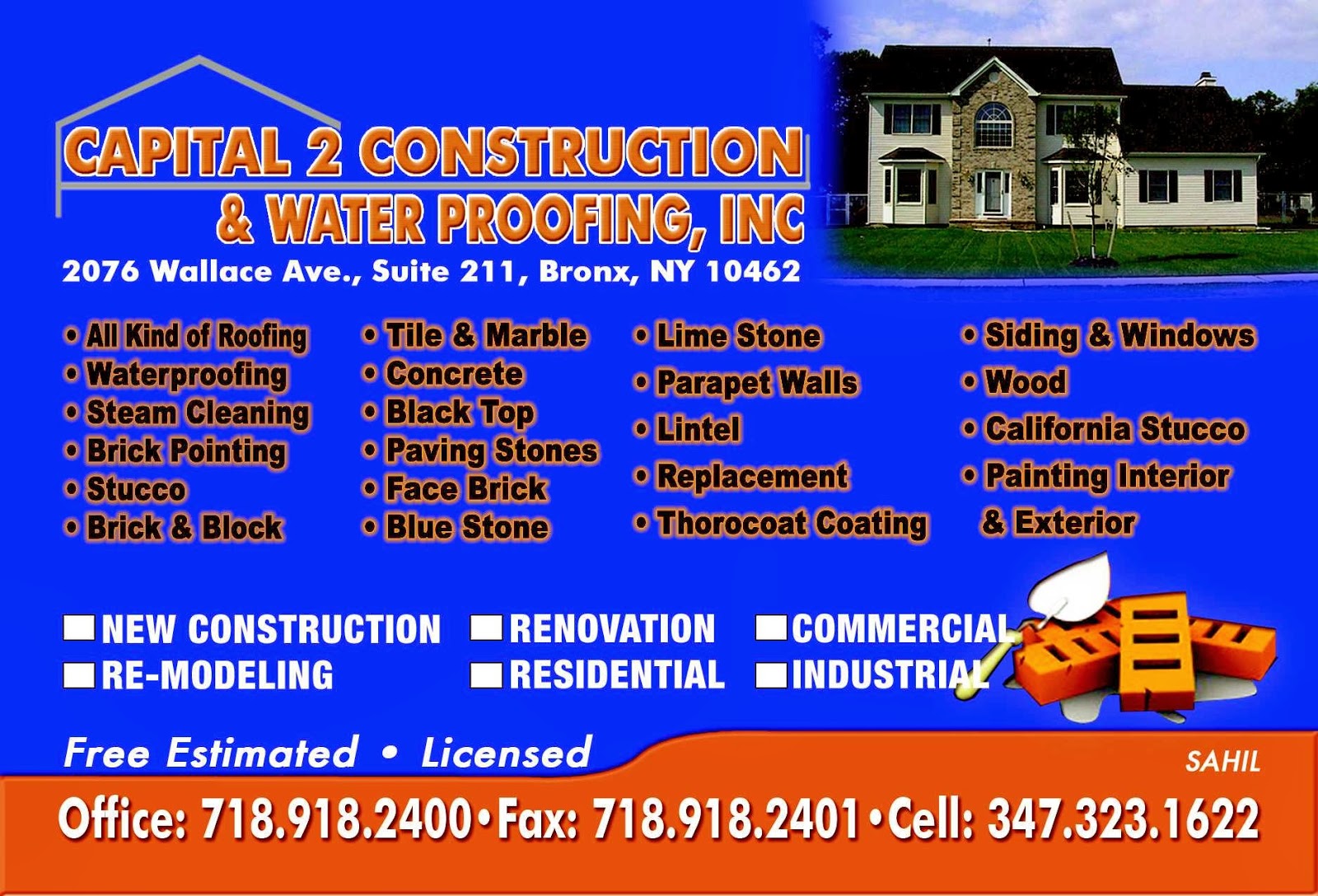 Photo of capital 2 construction & waterproofing inc. in Queens City, New York, United States - 2 Picture of Point of interest, Establishment, Store, Home goods store, General contractor, Roofing contractor