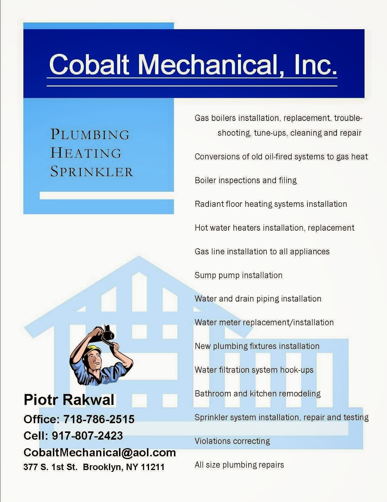 Photo of Cobalt Mechanical Inc in Kings County City, New York, United States - 1 Picture of Point of interest, Establishment, Plumber