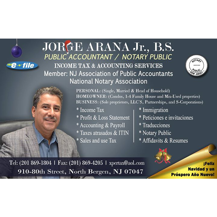 Photo of Jorge Arana Jr. in North Bergen City, New Jersey, United States - 2 Picture of Point of interest, Establishment, Finance, Accounting