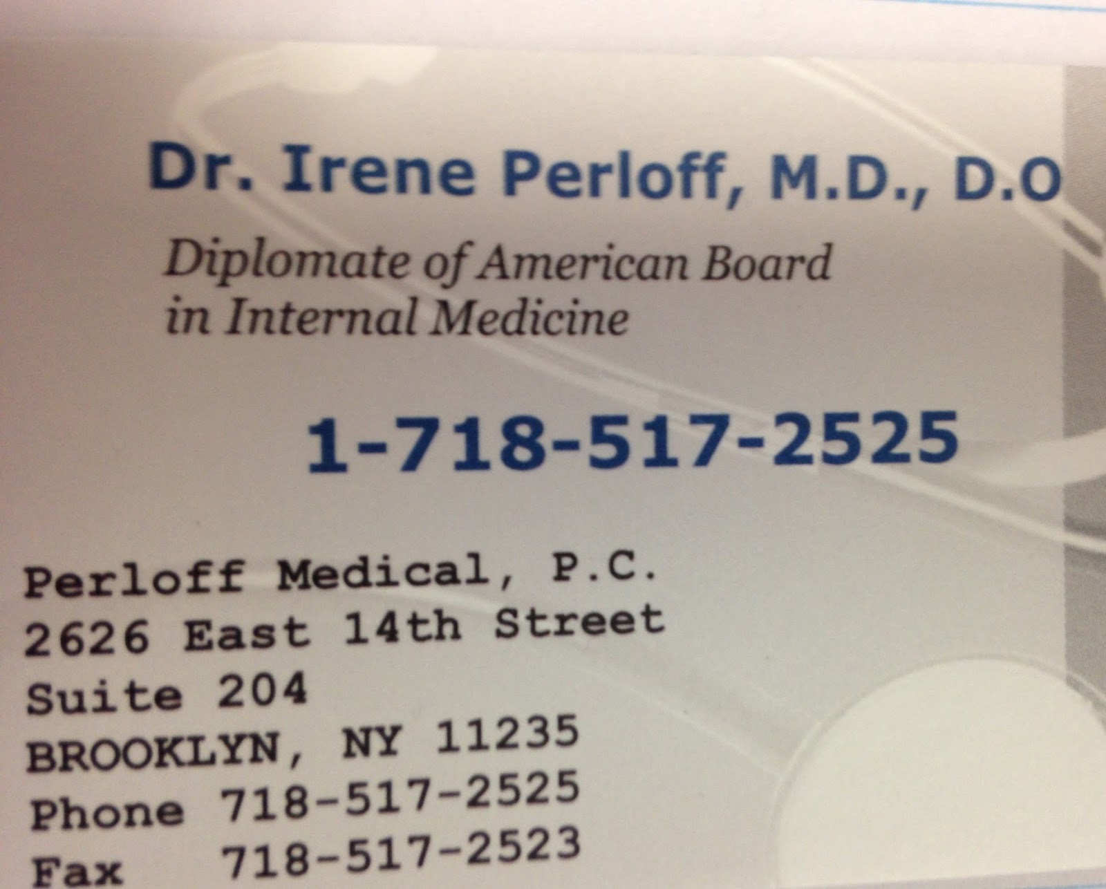 Photo of Perloff Irene MD in Kings County City, New York, United States - 1 Picture of Point of interest, Establishment, Health, Doctor