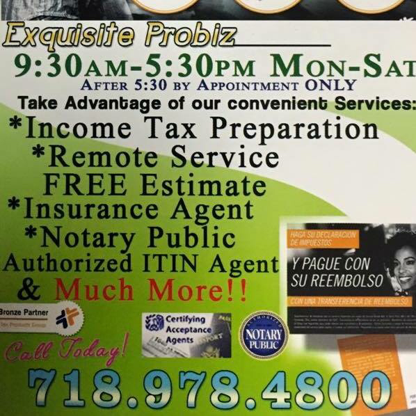 Photo of Exquisite Probiz LLC in Queens City, New York, United States - 1 Picture of Point of interest, Establishment, Finance, Accounting, Insurance agency