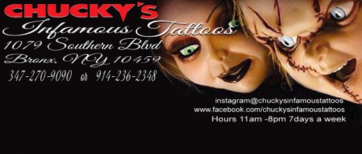 Photo by <br />
<b>Notice</b>:  Undefined index: user in <b>/home/www/activeuser/data/www/vaplace.com/core/views/default/photos.php</b> on line <b>128</b><br />
. Picture for Chucky's Infamous Tattoos in Bronx City, New York, United States - Point of interest, Establishment, Store