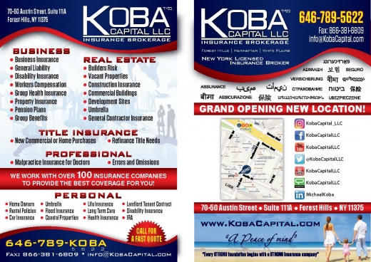Koba Capital LLC Insurance 646-789-5622 or Info@KobaCapital.com in Queens City, New York, United States - #1 Photo of Point of interest, Establishment, Finance, Health, Insurance agency