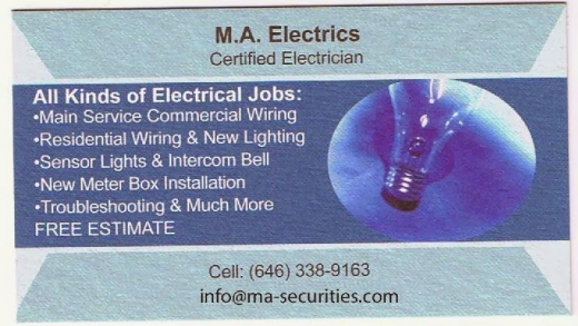 M.A. Electrics in Bronx City, New York, United States - #1 Photo of Point of interest, Establishment, Electrician