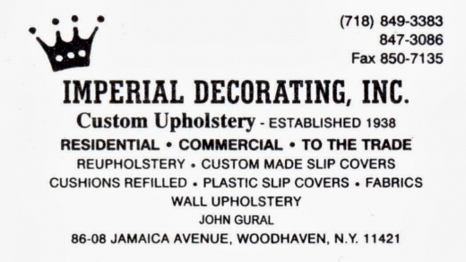 Imperial Upholstering in Queens City, New York, United States - #1 Photo of Point of interest, Establishment, Store, Home goods store, Furniture store