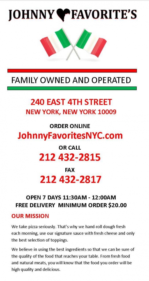 Photo by <br />
<b>Notice</b>:  Undefined index: user in <b>/home/www/activeuser/data/www/vaplace.com/core/views/default/photos.php</b> on line <b>128</b><br />
. Picture for Johnny Favorites Pizzeria in New York City, New York, United States - Restaurant, Food, Point of interest, Establishment