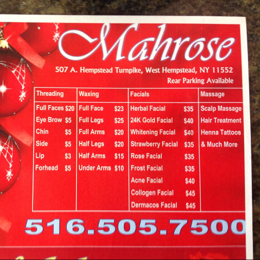 Mahrose waxing and threading place Inc in West Hempstead City, New York, United States - #4 Photo of Point of interest, Establishment, Health, Spa, Beauty salon, Hair care