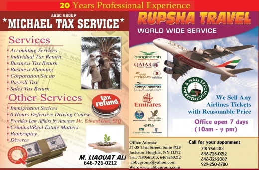 Michael Tax Service in Jackson Heights City, New York, United States - #1 Photo of Point of interest, Establishment, Finance, Accounting, Lawyer, Travel agency