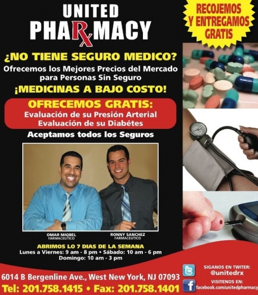 Photo by <br />
<b>Notice</b>:  Undefined index: user in <b>/home/www/activeuser/data/www/vaplace.com/core/views/default/photos.php</b> on line <b>128</b><br />
. Picture for United Pharmacy in West New York City, New Jersey, United States - Point of interest, Establishment, Store, Health, Pharmacy