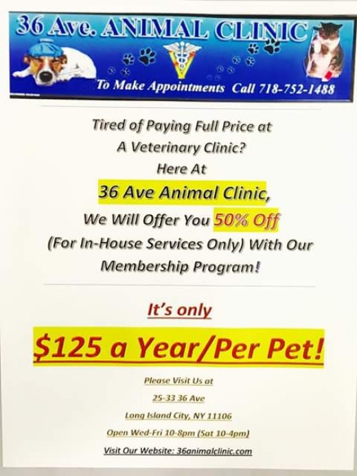 Photo by <br />
<b>Notice</b>:  Undefined index: user in <b>/home/www/activeuser/data/www/vaplace.com/core/views/default/photos.php</b> on line <b>128</b><br />
. Picture for 36 Ave Animal Clinic in Queens City, New York, United States - Point of interest, Establishment, Veterinary care