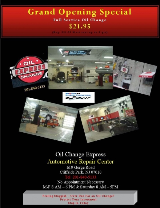 Photo by <br />
<b>Notice</b>:  Undefined index: user in <b>/home/www/activeuser/data/www/vaplace.com/core/views/default/photos.php</b> on line <b>128</b><br />
. Picture for Oil Change Express in Cliffside Park City, New Jersey, United States - Point of interest, Establishment, Car repair