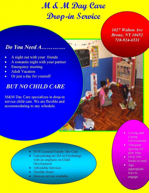 M & M 24 Hour Child Day Care in Bronx City, New York, United States - #1 Photo of Point of interest, Establishment, School