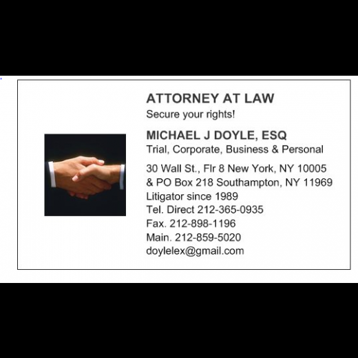 Michael J Doyle, Esq. Attorney at Law in New York City, New York, United States - #3 Photo of Point of interest, Establishment, Lawyer