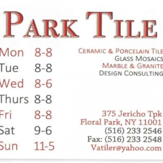 Photo by <br />
<b>Notice</b>:  Undefined index: user in <b>/home/www/activeuser/data/www/vaplace.com/core/views/default/photos.php</b> on line <b>128</b><br />
. Picture for Park Tile in Floral Park City, New York, United States - Point of interest, Establishment, Store, Home goods store