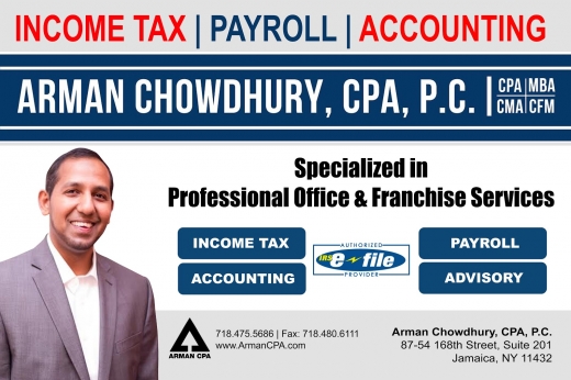 Arman Chowdhury, CPA, P.C. in Queens City, New York, United States - #3 Photo of Point of interest, Establishment, Finance, Accounting