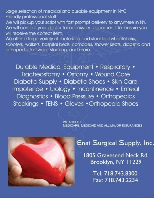 Photo by <br />
<b>Notice</b>:  Undefined index: user in <b>/home/www/activeuser/data/www/vaplace.com/core/views/default/photos.php</b> on line <b>128</b><br />
. Picture for ENAT Surgical Supply Inc in Brooklyn City, New York, United States - Point of interest, Establishment, Store, Health