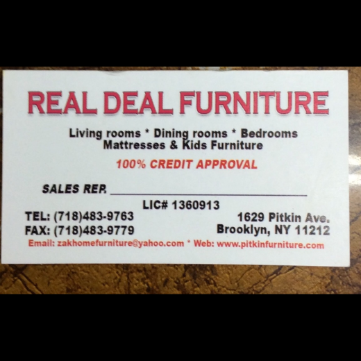 Photo by <br />
<b>Notice</b>:  Undefined index: user in <b>/home/www/activeuser/data/www/vaplace.com/core/views/default/photos.php</b> on line <b>128</b><br />
. Picture for Real Deal Furniture in Brooklyn City, New York, United States - Point of interest, Establishment, Store, Home goods store, Furniture store