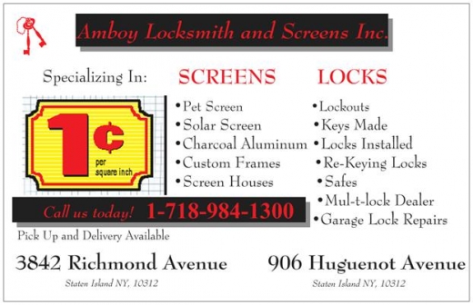 Amboy Locksmith and Screens Inc. in Richmond City, New York, United States - #3 Photo of Point of interest, Establishment, Locksmith