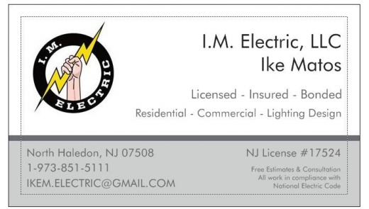 Photo by <br />
<b>Notice</b>:  Undefined index: user in <b>/home/www/activeuser/data/www/vaplace.com/core/views/default/photos.php</b> on line <b>128</b><br />
. Picture for I.M. ELECTRIC, LLC in North Haledon City, New Jersey, United States - Point of interest, Establishment, Electrician