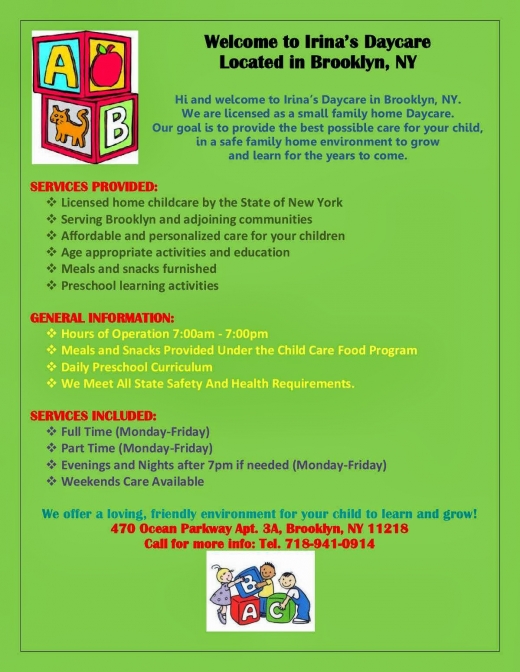 Irina’s Daycare in Brooklyn City, New York, United States - #1 Photo of Point of interest, Establishment, School