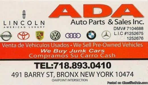 Photo by <br />
<b>Notice</b>:  Undefined index: user in <b>/home/www/activeuser/data/www/vaplace.com/core/views/default/photos.php</b> on line <b>128</b><br />
. Picture for ADA AUTO PARTS & SALES INC. in Bronx City, New York, United States - Point of interest, Establishment, Car dealer, Store, Car repair
