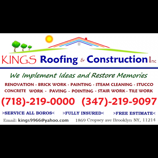 Photo by <br />
<b>Notice</b>:  Undefined index: user in <b>/home/www/activeuser/data/www/vaplace.com/core/views/default/photos.php</b> on line <b>128</b><br />
. Picture for Kings Roofing & Construction Inc in Kings County City, New York, United States - Point of interest, Establishment, Roofing contractor