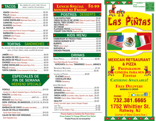 Las Pinatas Mexican Restaurant in Rahway City, New Jersey, United States - #3 Photo of Restaurant, Food, Point of interest, Establishment, Store, Meal takeaway, Meal delivery