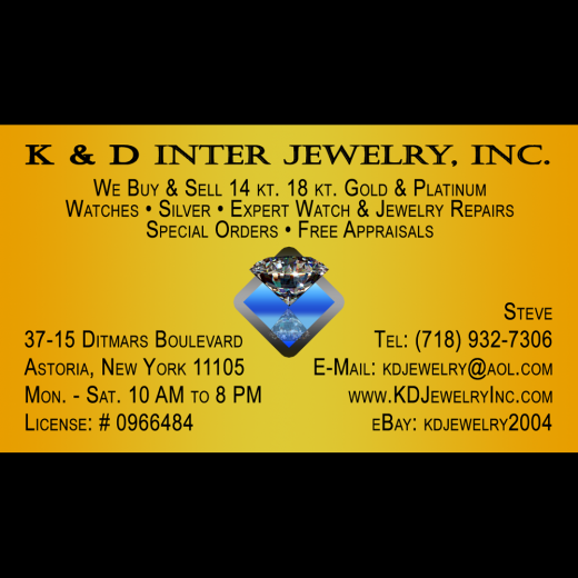 Photo by <br />
<b>Notice</b>:  Undefined index: user in <b>/home/www/activeuser/data/www/vaplace.com/core/views/default/photos.php</b> on line <b>128</b><br />
. Picture for K & D Jewelry & Gold Buyers in Astoria City, New York, United States - Point of interest, Establishment, Finance, Store, Jewelry store