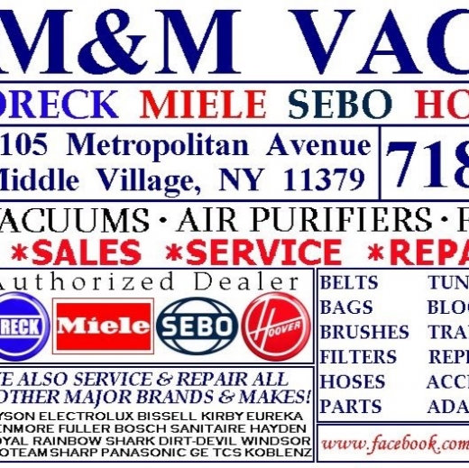 Photo by M&M Vacuums - ORECK MIELE SEBO HOOVER DYSON KENMORE ELECTROLUX Dealer & Repair Queens NY Store for M&M Vacuums - ORECK MIELE SEBO HOOVER DYSON KENMORE ELECTROLUX Dealer & Repair Queens NY Store
