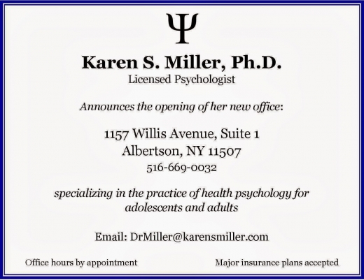 Karen S. Miller, Ph.D. Licensed Psychologist in Albertson City, New York, United States - #1 Photo of Point of interest, Establishment, Health