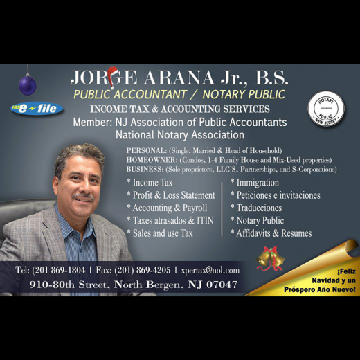 Jorge Arana Jr. in North Bergen City, New Jersey, United States - #2 Photo of Point of interest, Establishment, Finance, Accounting